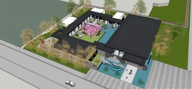 Sketchup Business Model | Low rise Sales Office, Modern Style