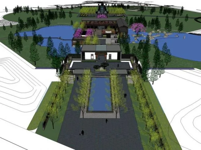 Sketchup Landscape Model | Park Landscape, Courtyard Landscape, New Chinese Style