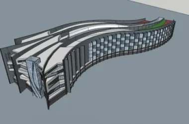 Modern Multi-Story Curved Hotel Model in SketchUp-BIM WORLD