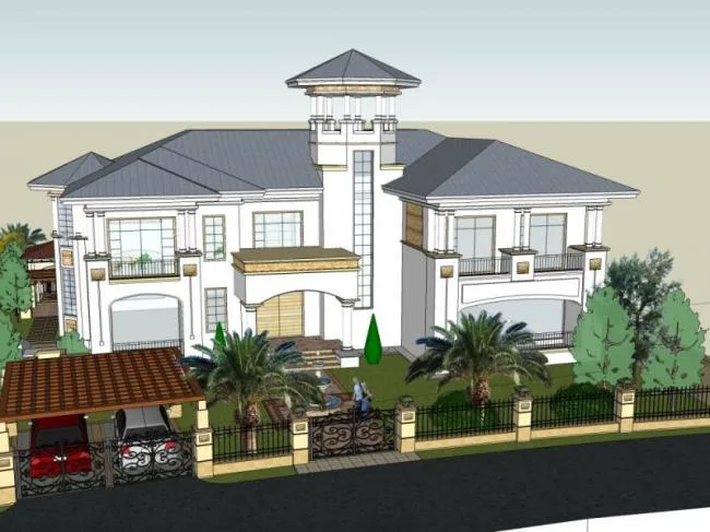 Sketchup Villa Model | Stacked Villa, Classical Style