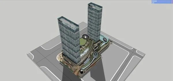 SketchUp Complex Model: Modern Super High-Rise Office, Commercial, and Hotel Building