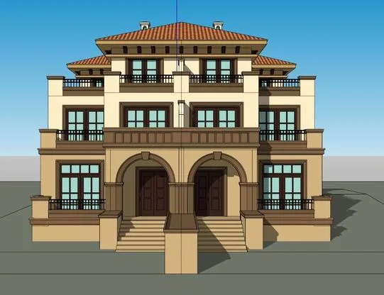 Sketchup Villa Model | Twin Villa, Classical Style