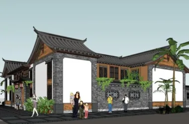 Classical Courtyard Villa Model in SketchUp-BIM WORLD
