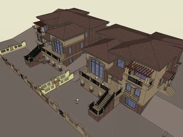 Sketchup Villa Model | Twin Villa, Classical Style