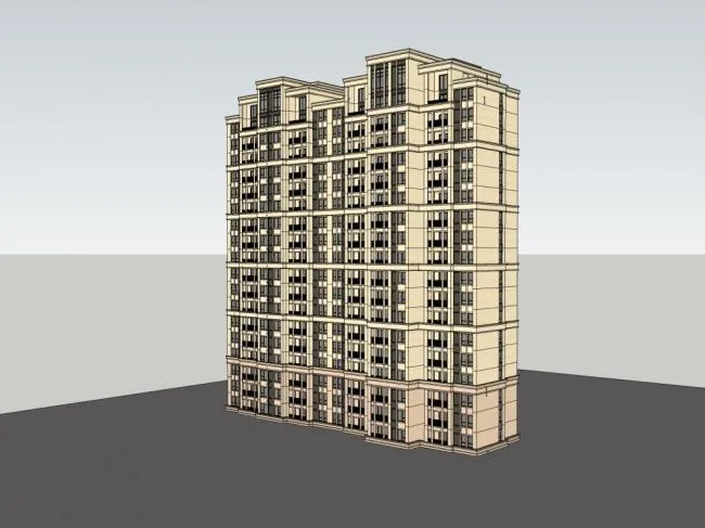 Sketchup Residential Model | High rise residential building, modern style, 18 floors