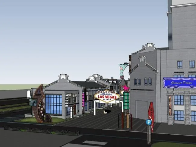 SketchUp Business Model: Multi-Story Modern Chinese Commercial Street Design