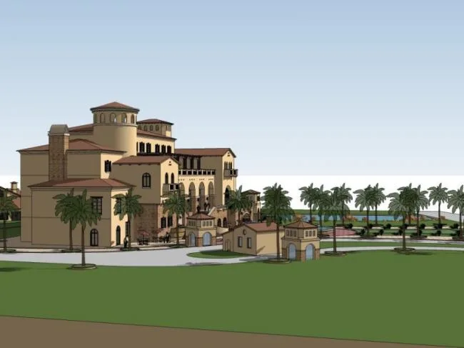 Sketchup Business Model | Multi story Clubhouse, Spanish Style