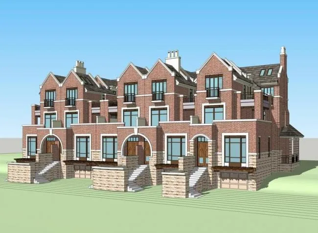 Sketchup Villa Model | Row Villa, British Style, Classical Style