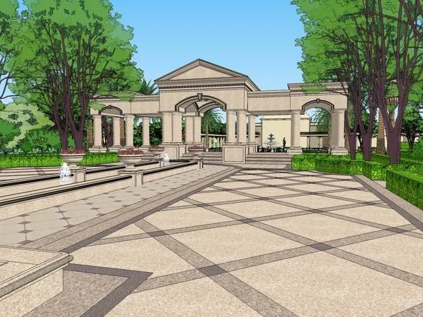 Sketchup Landscape Model | Residential Landscape, European Classical Style