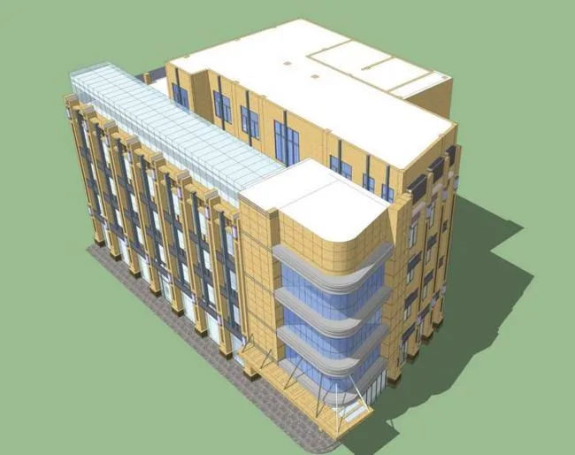Modern Multi-Story Office Building Model in SketchUp