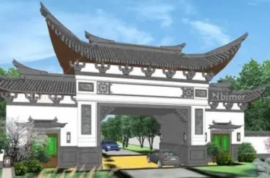 SketchUp Model of a Chinese-Style Gateway Entrance for a Public Building-BIM WORLD