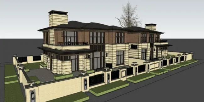 Sketchup Villa Model | Twin Villa, Classical Style