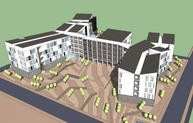 Sketchup School Model | Multi story Mountain School, Middle School, Campus, Educational Architecture, New Chinese Style