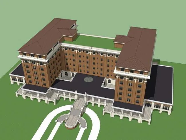 SketchUp Model of Cape May Hotel, New Jersey | Multi-Story European Classical Style with Work Plans