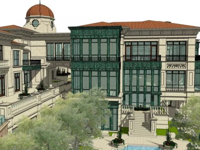 SketchUp Business Model: Multi-Story Classical Style Clubhouse Design