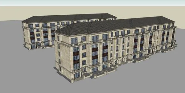 Sketchup Residential Model | Multi story Residence, Western style House, Classical Style