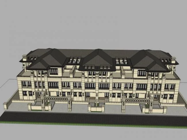 Sketchup Villa Model | Multi row Villa, European Style, Classical Style