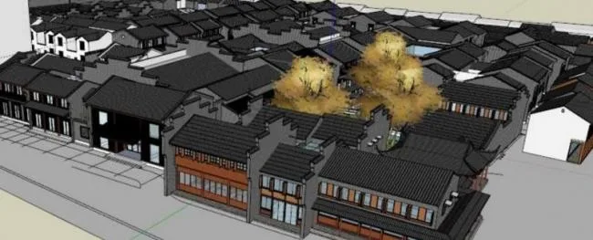 Sketchup Hotel Model | Low rise Hotel Cluster, Chinese Style
