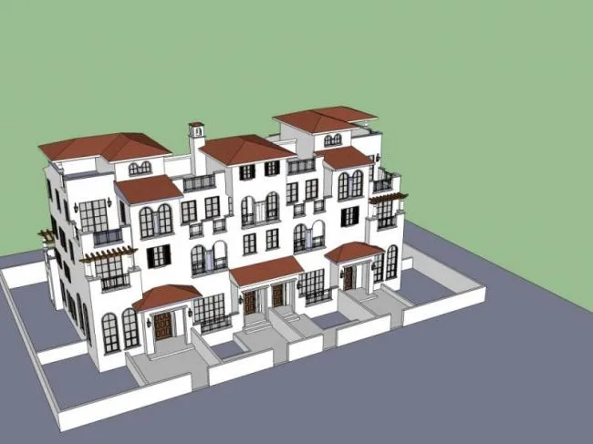 Sketchup Residential Model | Row House, European Classical Style