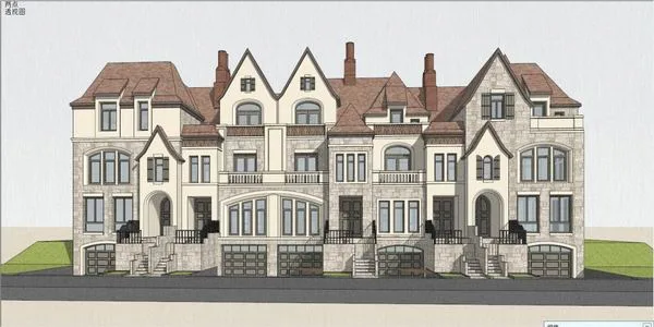 Sketchup Villa Model | Row Villa, German Classical Style