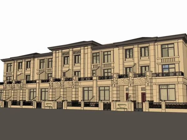 Classical Style Townhouse Villa Model in SketchUp