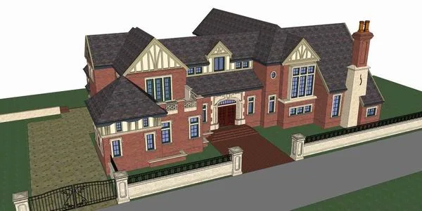 Sketchup Villa Model | Single Family Villa, Classical Style