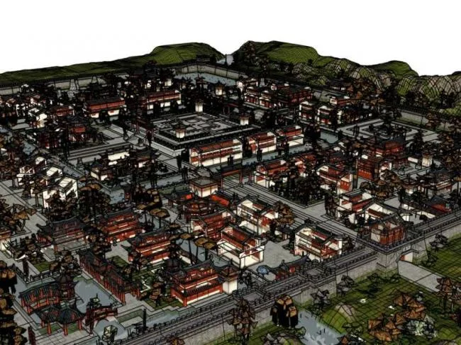 Sketchup Ancient Architecture Model | Multi story Ancient City, Chinese Style, Ancient Architecture