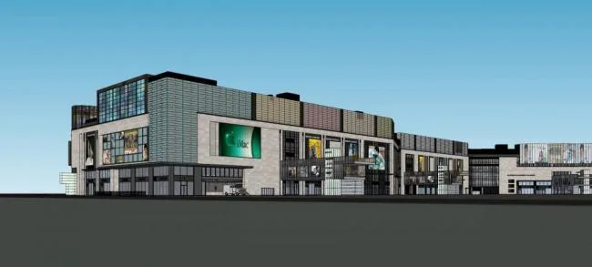Sketchup Business Model | Multi story Commercial Street, Modern Style, Commercial Skirts