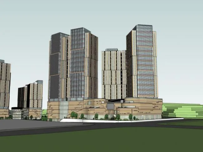 Sketchup Complex Model | Multi story mixed use, super high-rise commercial complex, residential, modern style