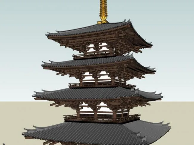 Sketchup Ancient Architecture Model | Multi story Temple, Ancient Temple, Ancient Architecture, Chinese Style