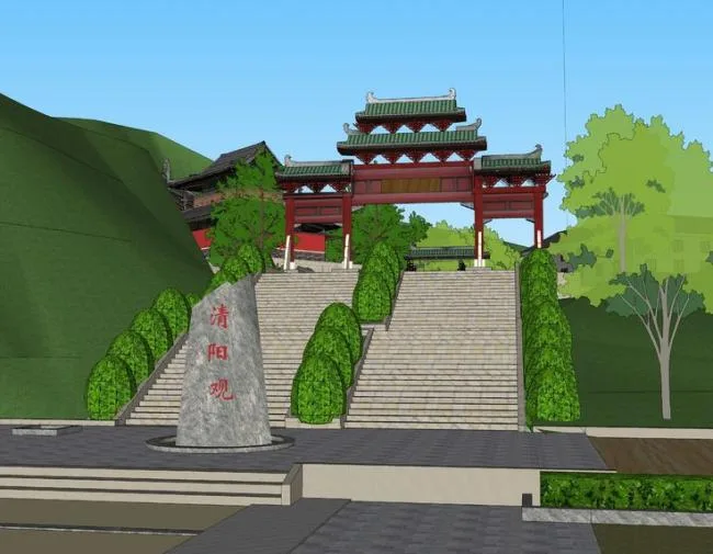 Sketchup Ancient Architecture Model | Chinese Mountain and Forest Taoist Temples, Ancient Architecture, Chinese Style, Landscape
