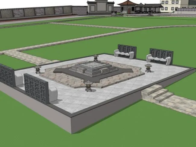 Sketchup Landscape Model | Office Landscape, Reception Center, Chinese Style