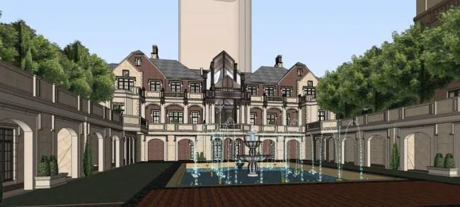 Sketchup Residential Model | High rise residential apartments, communities, entrance landscapes, European classical style, residential buildings