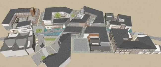 Sketchup Business Model | Commercial Street, New Chinese Style