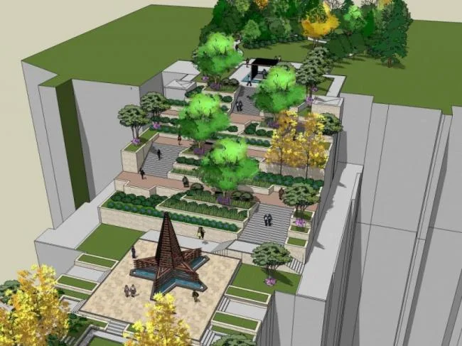 Sketchup Landscape Model | Landscape Corridor, Modern Style