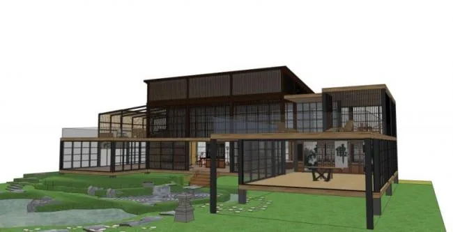 Sketchup Business Model | Multi story Tea House, Modern Style