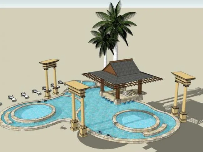 Sketchup Sketch Model | Square Landscape, Pavilions, Sketch, Southeast Asian Style, Classical Style