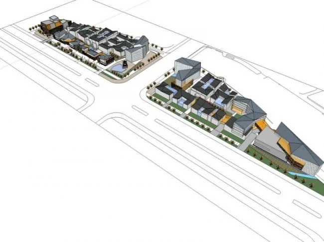 Sketchup Business Model | Multi story Commercial Street, Modern Style