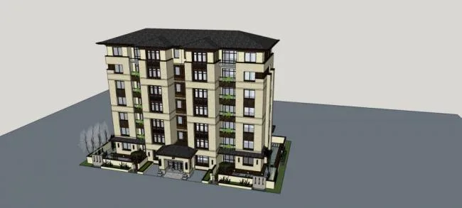 Sketchup Residential Model | Multi story Residence, Apartment, Chinese Style, Residential Building