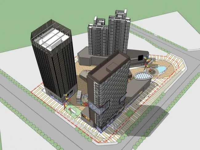 Sketchup Complex Model | Multi story Commercial Complex, Residential, Office, Modern Style
