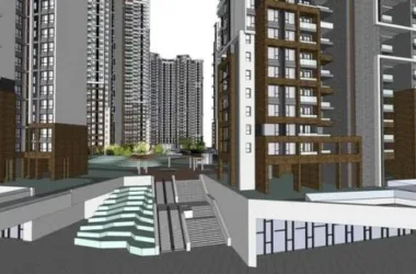 Modern High-Rise Residential Complex with Courtyard | SketchUp Model-BIM WORLD