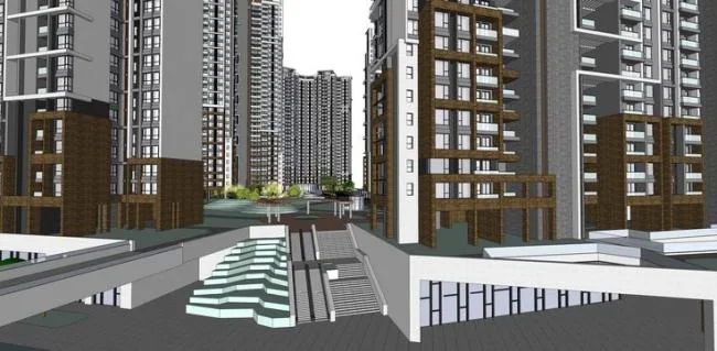 Sketchup Residential Model | High rise residential complex, modern style, courtyard, residential building