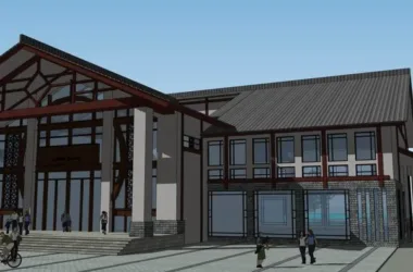 SketchUp Model of a Multi-Story Chinese-Style Resort Hotel-BIM WORLD
