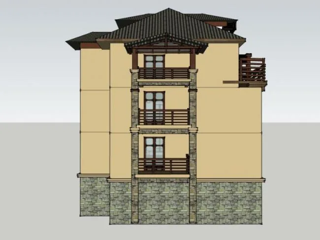 Sketchup Residential Model | Multi story Residence, Classical Style