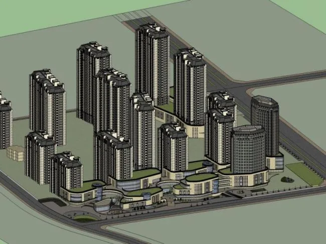 Sketchup Residential Model | Multi story Commercial Residential Complex, Ground Floor Commercial, Residential Building, Classical Style