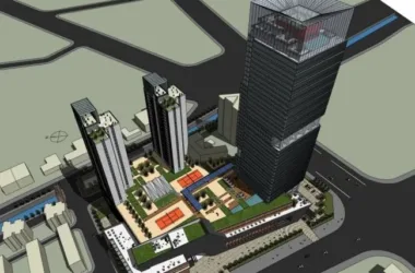 SketchUp Complex Model: Modern Super High-Rise Commercial Tower with Hotel and Office Spaces-BIM WORLD
