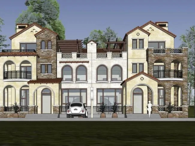 Sketchup Villa Model | Twin Villa, Modern Style