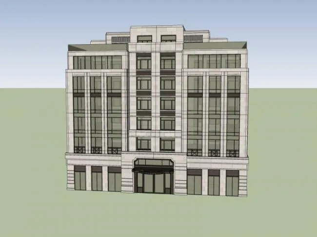Modern Multi-Story Residential Building Model in SketchUp