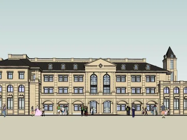 Sketchup Business Model | Multi story Commercial Club, European Classical Style