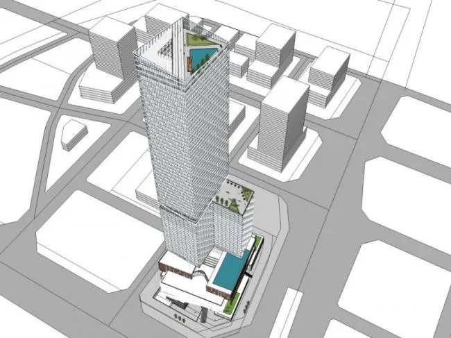 Modern Multi-Story Commercial Complex Modeled in SketchUp